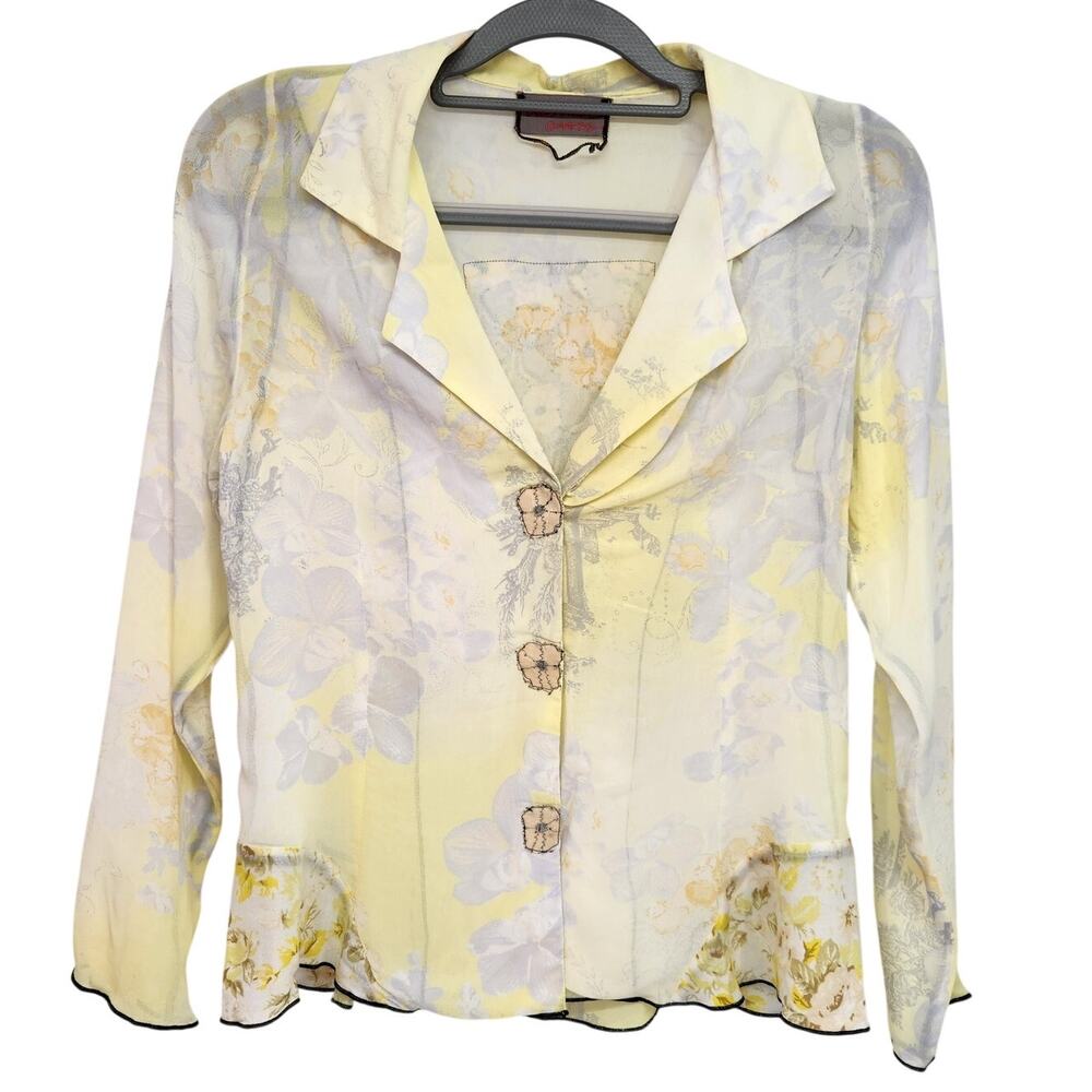 RARE DEBORAH‎ CROSS Silk Chiffon Art-To-Wear Blouse Hand-Dyed Artisan Women's M